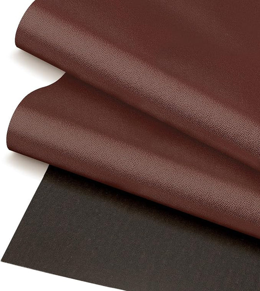 Brown Faux Leather Vinyl Fabric 78"x55" Smooth Solid Color Leather Sheet, Waterproof Synthetic Leather Material for Upholstery Crafts, Sewing DIY Projects, Sofa, Car