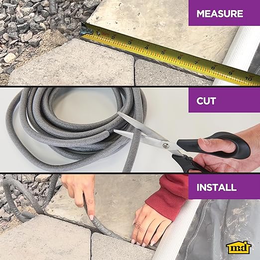 M-D Building Products - Versatile Gray Foam Backer Rod Set 1/2in x 20ft - Essential Caulk Saver for Sealing Concrete Gaps, Expansion Joints, and Crack Filling (71480)