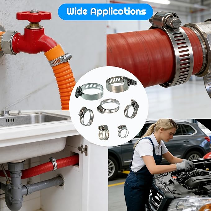 20PCS Hose Clamp Set - 3/4''–1-1/8'' 304 Stainless Steel Worm Gear Hose Clamps for Pipe, Intercooler, Plumbing, Tube and Fuel Line (20Pcs 3/4-1 1/8/19-29mm)