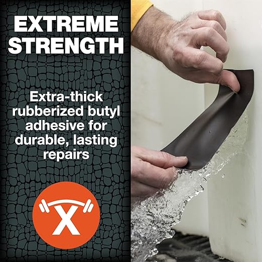 T-REX Heavy Duty Waterproof and Repair Tape for Wet or Rough/Dirty Surfaces Including Underwater, Leaks and More, 4" x 5', Black, 1-Roll (285987)