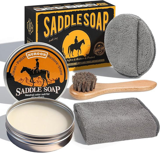 Nuroon Leather Boots Care Kit- Leather Cleaner Boots Shoes Cleaning Kit, Saddle Soap,Mink Oil and Wax Waterproofer