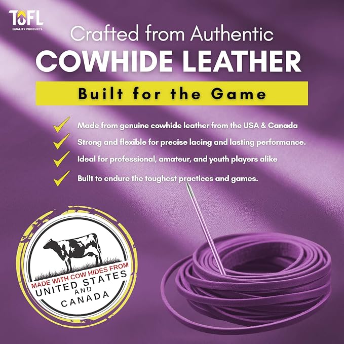 TOFL Softball and Baseball Glove Lace Kit | Mitt Lace Glove Repair Lacing Kit | 2 Leather Laces with Lacing Needle for Catchers Glove