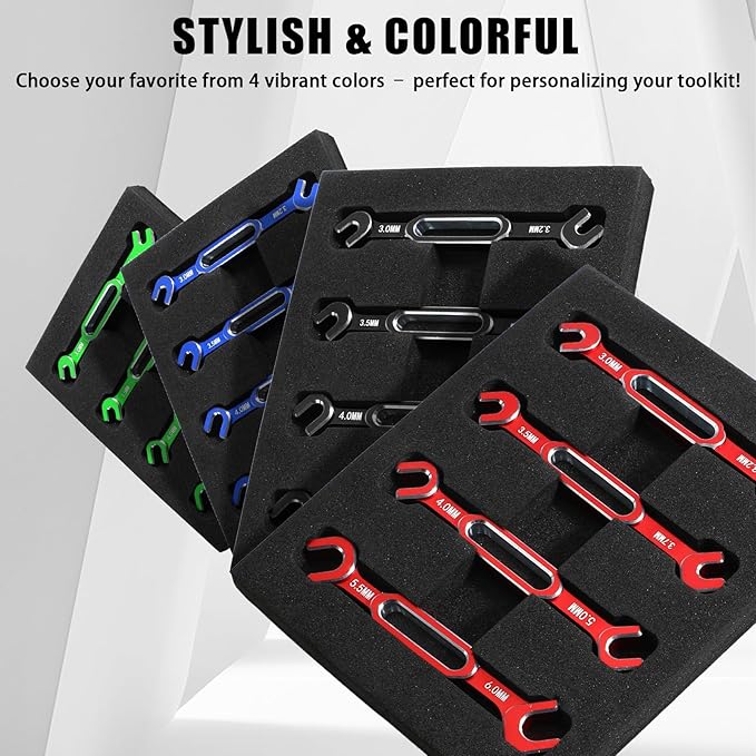 4PCS RC Wrench 3.0/3.2/3.5/3.7/4.0/5.0/5.5/6.0mm Turnbuckle Nut Ball Joint Remover Aluminum Alloy RC Car Repair Tool For RC Crawler Monster Truck Off Road Car Drone Boat Upgrade Parts, Red