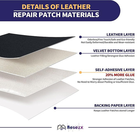 Leather Repair Patch Tape Kit, Self Adhesive Leather Repair for Furniture, Couch, Sofa, Car Seats,Office Chair,Vinyl Repair Kit.60inx16in