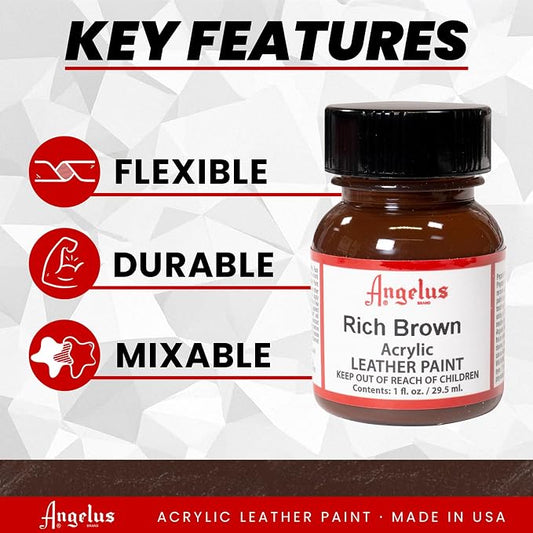 Angelus Acrylic Leather Paint, 1 oz, Rich Brown