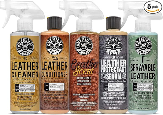 Chemical Guys HOL_113 Leather Lovers Kit for Leather Car Interiors, Furniture, Apparel, Shoes, Sneakers, Boots (Works on Natural, Synthetic, Pleather, Faux Leather and More) (5 Items), 16 oz, Black