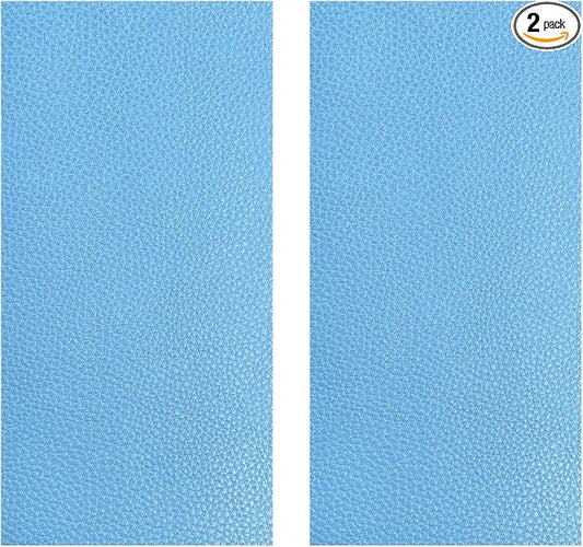 2 PCS Leather Repair Patch Tape, 4 x 8 Inch PU Vinyl Repair Patches for Car Upholstery Seat, Waterproof Self Adhesive Leather Tape Repair Kit for Furniture Couches Chairs (Sky Blue)