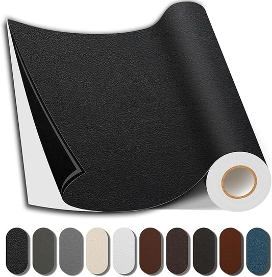 Leather Repair Patch, 17X237 Inch Repair Patch Self Adhesive Waterproof, DIY Large Vinyl Patches for Couches, Furniture, Kitchen Cabinets, Wall （Black, 17X237 Inch）