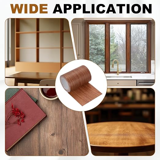 uxcell Wood Grain Repair Tape, 3.1" x 15ft Self Adhesive Wood Grain Colored Duct Tape Waterproof Repair Patch for Furniture Floor Scratch Fix, Baseboards, DIY Decor, Chocolate Pine
