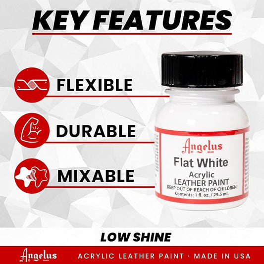 Angelus Acrylic Leather Paint for Shoes, Sneakers, Leather, Canvas, Furniture, and More - 1 Fl Oz, Flat White