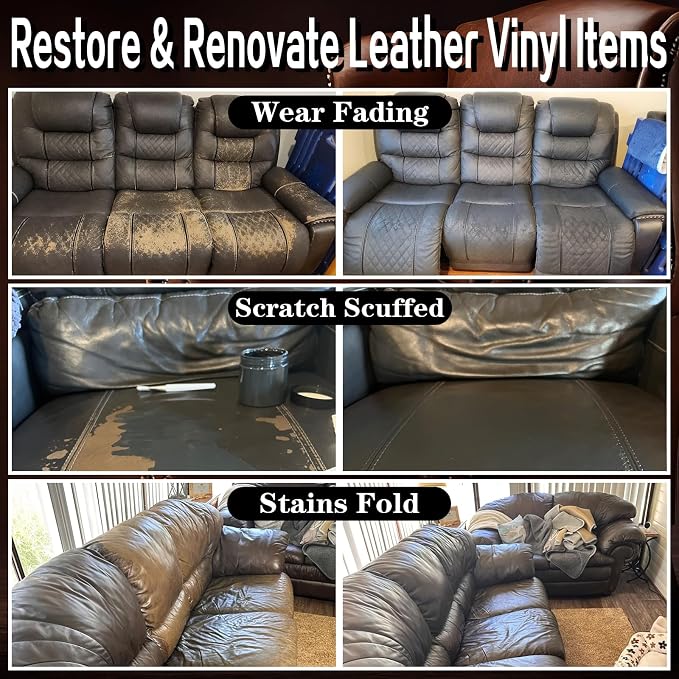 Dark Gray Recoloring Balm Leather Vinyl Auto Dash Board Car Interior Seats Paint Furniture Dye Color Restorer Refinish Shoes Sofa Gloves Jacket Purse Bag Couch Stain Fade Scratches Peeling Repair Kit