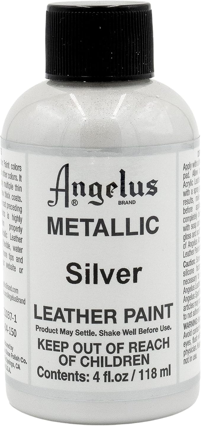 Angelus Metallic-4 oz Leather Paint, Silver