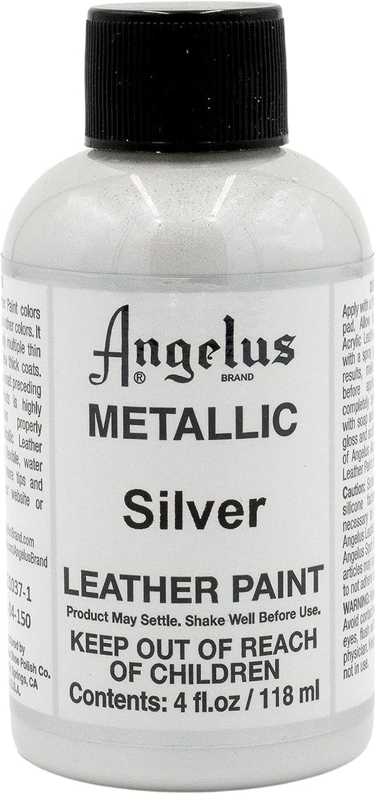 Angelus Metallic-4 oz Leather Paint, Silver