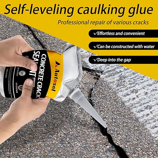 Asphalt Crack Filler Black, 4 Packs Self-Leveling Driveway Crack Filler, Waterproof Concrete Crack Filler & Cement Crack Filler for Long-Lasting Concrete Repair, Quick-Drying Asphalt Sealant