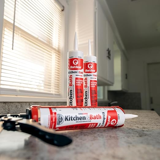 Red Devil 0406 Silicone Acrylic Caulk & Sealant, 100% Waterproof, Paintable, White Caulking for Kitchen, Bathroom, Window, With Duraguard, 5.5 oz, White, Made in USA
