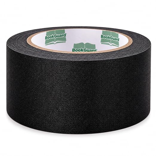 BookGuard 2 Inch Black Book Binding Tape, Bookbinding Repair Cloth Tape for Book Spines, Hinges, Covers, Bibles, Hymnals, Library Books, Schools, 15 Yards