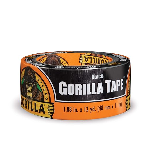 Gorilla Black Duct Tape, 1.88" x 12 yd, Black, (Bulk Pack of 24)
