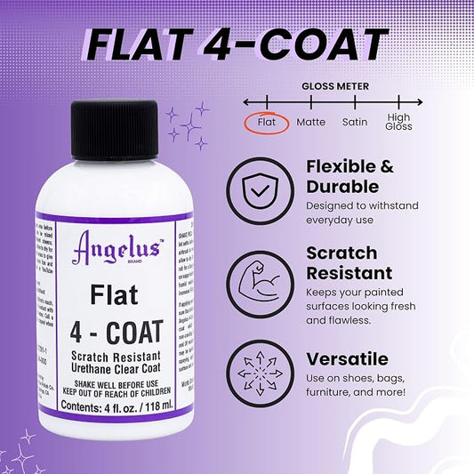 Angelus Flat 4-Coat Scratch-Resistant Leather Sealer – Durable, Flexible, Clear Coat Protection for Leather Shoes, Bags, Jackets & More - Flat Finish - 4 fl oz