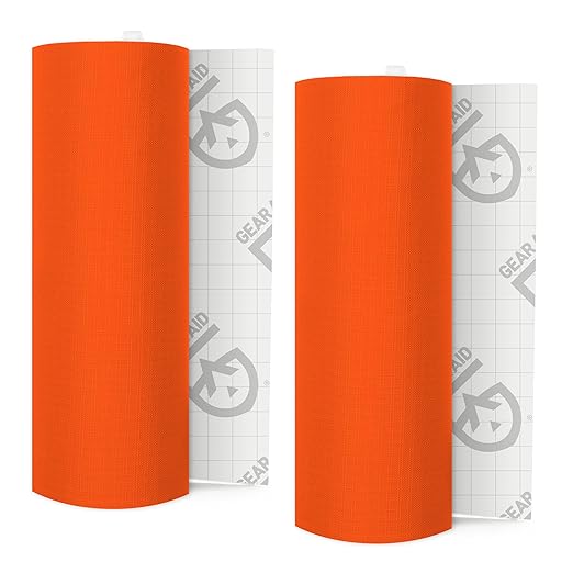 GEAR AID Tenacious Tape 3” x 20” Micro-Ripstop Fabric Gear Repair Tape, Fix Holes and Rips in Puffy Jackets, Rain Gear, Tents, Sleeping Bags and Outdoor Equipment, Orange, 2 Rolls