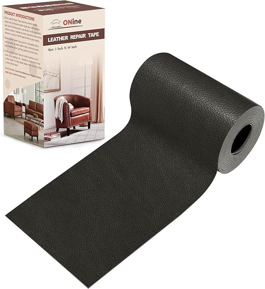 ONine Professional Leather Repair for Sofa,Leather Repair Tape 3x60in(Dark Gray Leather)