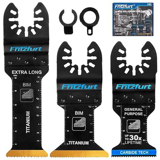 3PCS Oscillating Saw Blades, Professional Universal Titanium Multitool Blades for Wood Plastics Metal, Quick Release Multi Tool Kits