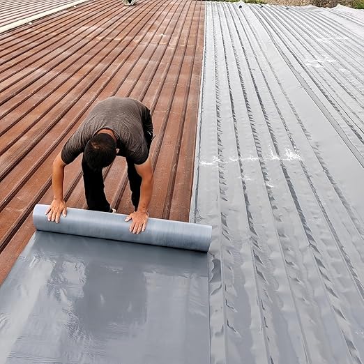 Waterproof Sealant Tape Self Adhesive Rubberized Asphalt Tape for RV Roof Metal Roof Corrugated Roof Leak Repair UV Resistant Heavy Duty Waterproofing Membrane (Gray, 393.7 InX 7.87 in)