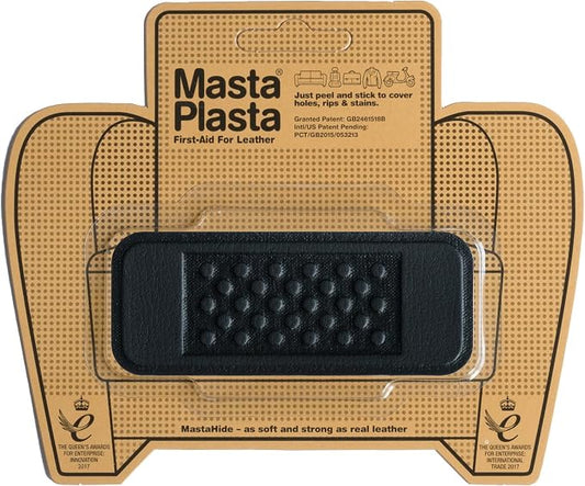 MastaPlasta Instant Self-Adhesive Premium Leather Repair Patch. Black Bandage 4" x 1.5" (10 x 4cm). DIY Upholstery-Quality Patches for Couches, Car Interiors, Bags