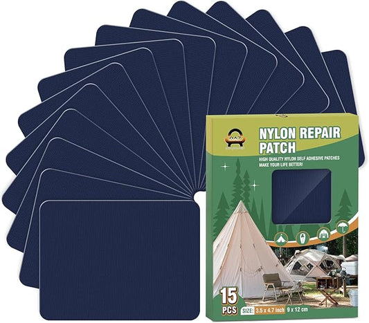 OAZ 15 Pieces 3.5 x 4.7 inch Nylon Repair Patches Nylon Fabric Patch Self-Adhesive Tent Repair Tape Waterproof Lightweight Repair Patches Repair Patch Kit for Clothing Down Jacket Bag (Navy Blue)