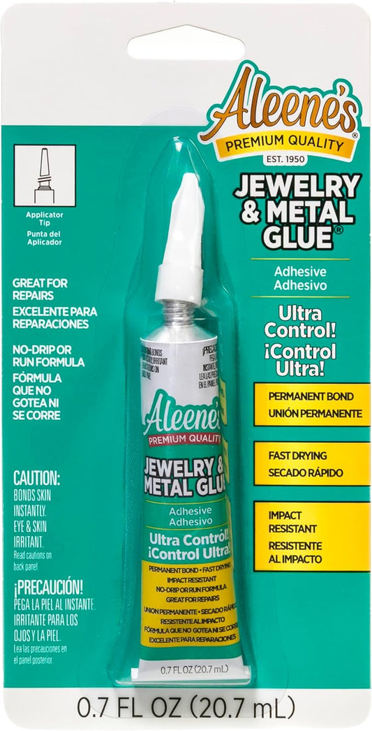 Aleene's 21709 Jewelry & Metal Glue, 0.7 oz - Instant Adhesive, Permanent Bond, Waterproof, Dries Clear, Ideal for Repairs