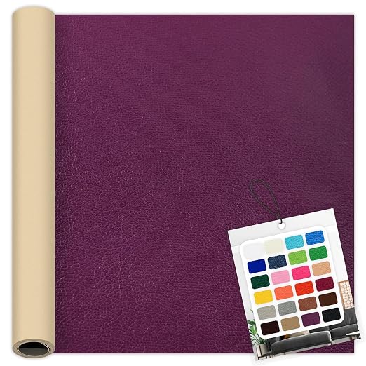 Purple Leather Repair Patch, 39.3 x 19.6 Inch Self Adhesive Leather Repair Tape, Large Vinyl Leather Repair Kit for Furniture, Car Seats, Sofats, Couch, Office Chair
