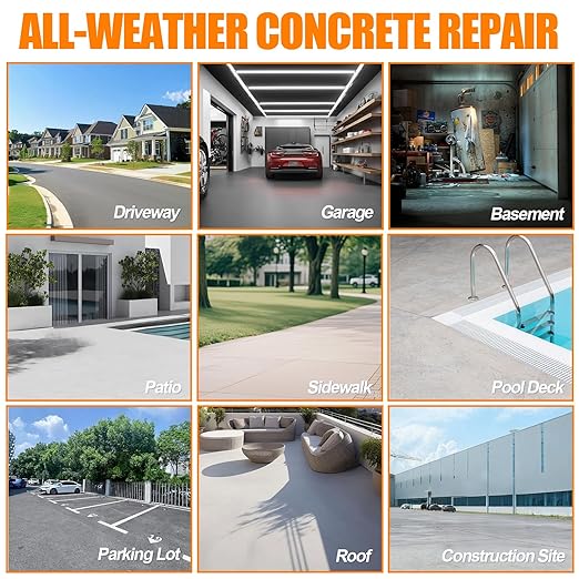 Concrete Crack Filler 6 PACK, Self-Leveling Cement Crack Repair,High Elasticity And Fast Drying, Waterproof Sealant for Driveway, Sidewalk, Patio, Concrete Joint, Indoor and Outdoor Use – Gray (113oz)