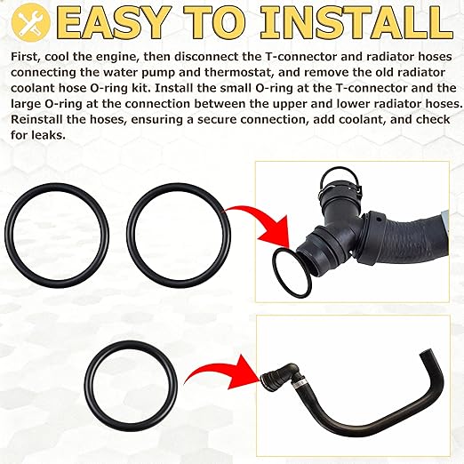 926-168 O-Ring Seal Set（3 Pack） Radiator Hose and T-Pipe Coolant Leak Repair Seal Set Compatible with Select Ford/Lincoln Models Replaces DR3Z-8566-A and BC3Z-8590-F