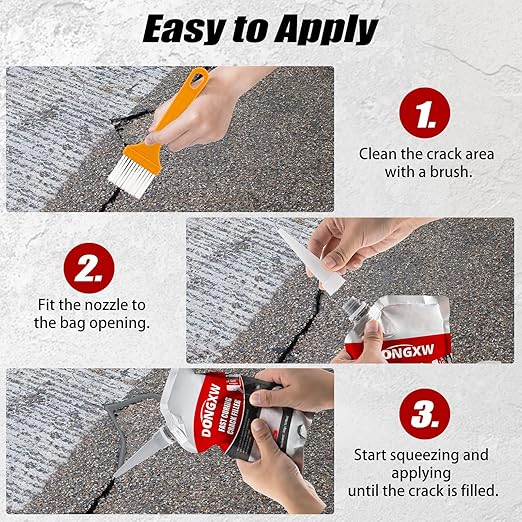 Dongxw Concrete Crack Filler, 8 PCS Cement Crack Repair Sealant, Self Leveling Concrete Filler for Driveways, Walkways, Patios, Outdoor Joint Repair Waterproof
