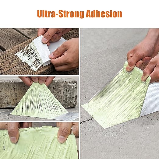 Butyl Waterproof Tape, 4 inch x16 feet Aluminum Foil Tape, Butyl Sealant Tape for RV Roofs, Boats, and Pipes, and for Glass & EPDM Roof Leak Patching, Silver