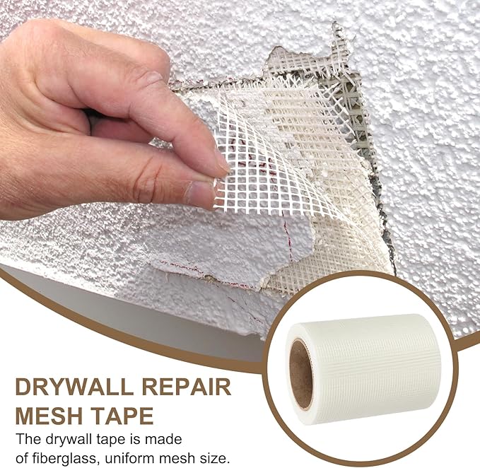 PATIKIL Drywall Repair Mesh Tape, 6 inch x 82 ft Fiberglass Repair Patch Self-Adhesive Dry Wall Joint Tape 9 Mesh Wall Hole Crack and Seam Patch, White