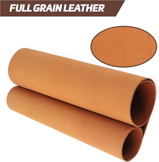 Shkira 12''X24'' Genuine Caramel Leather Sheets for Crafts - Square 2.0MM Thick Genuine - Thick Cowhide Pieces Square - Leather Sheet for Arts