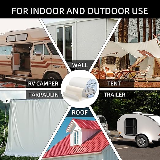 RV Roof Repair White Tape, 8 Inch X 50 Feet, RV Repair Seal Tape for Camper Roof Repair, Trailer Roof Sealant, Stop Camper Roof Leaks, UV-Resistant, Weatherproof