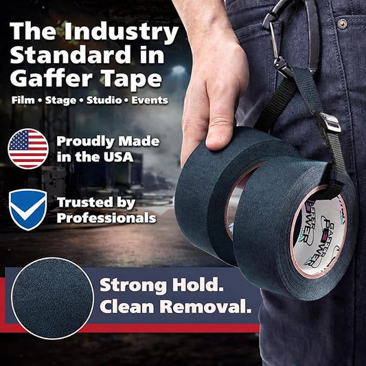 Gaffer Power Midnight Blue Gaffer Tape 2” x 30 Yards – No Residue, Made in USA, Professional Grade, Non-Reflective Matte Cloth Tape for Stage, Photography & Cable Management