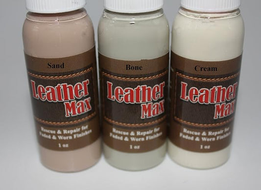 Furniture Leather Max Complete Leather Refinish and Repair Kit/Now with 3 Color Shades to Blend with/Leather & Vinyl Restorer (Beach Mix)