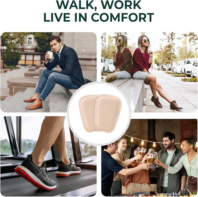 Shoe Tongue Pads for Men & Women - Welnove 2 Pairs Suede Memory Foam Shoe Padding Cushion Soft Self Adhesive Inserts Filler for Boots, Leather Shoes, Dress Shoes, Loafers (Beige, Size L)