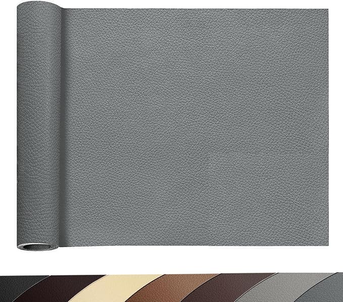 Gray Leather Repair Patch,19.7 × 54 inch Self Adhesive Leather Repair Tape,DIY Large Vinyl PU Patches for Furniture,Couch,Sofa,Car Seats,Office