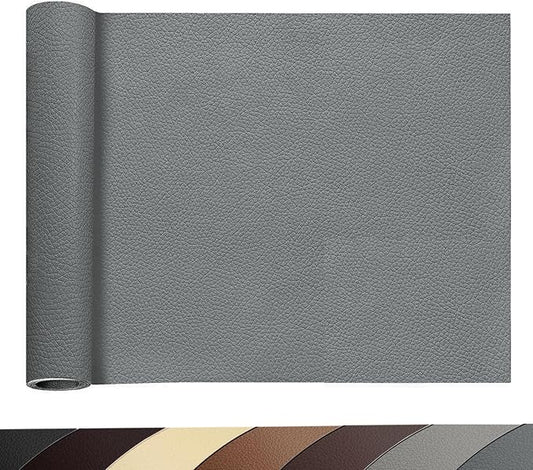Gray Leather Repair Patch,19.7 × 54 inch Self Adhesive Leather Repair Tape,DIY Large Vinyl PU Patches for Furniture,Couch,Sofa,Car Seats,Office