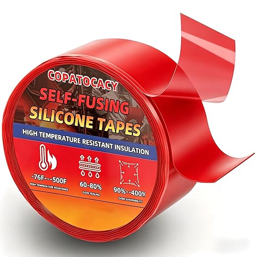 Self-Fusing Silicone Tape 1" x 33' x 20mil – Waterproof Emergency Repair Tape for Radiator Hoses, Pipes & Electrical Wiring – Heat Resistant, Insulating, Chemical Resistant, No Residue, Red