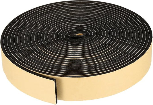 PATIKIL Foam Insulation Tape, 2" W x 1/4" t x 32.8FT Self Adhesive Weather Stripping Door Seal Strip for Door Window Air Conditioning, Black