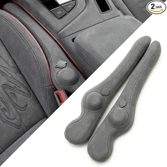 Inflatable Car Seat Gap Filler Strip - 2Pcs Suede Foldable Seat Gap Plug Blocker,Stop Dropping Items,Soft Interior Accessories for All Cars (Gray)