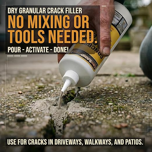 ConSandtrate Concrete Crack Filler - Gray - 3 lb. (Single Bottle) - Polymer Based Sealant for Filling in Concrete Cracks on Driveways, Walkways and Patios (White)