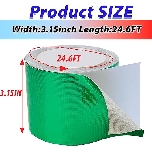 WaterproofRepair Tape for Fabric, 3.1IN x24.6FT, Heavy Duty Outdoor Repair Tape, for RV Roof, Tarp, Tent, Sail and Boat Cover Outdoor Repair Patch, Multipurpose Awning Repair Tape (Green)