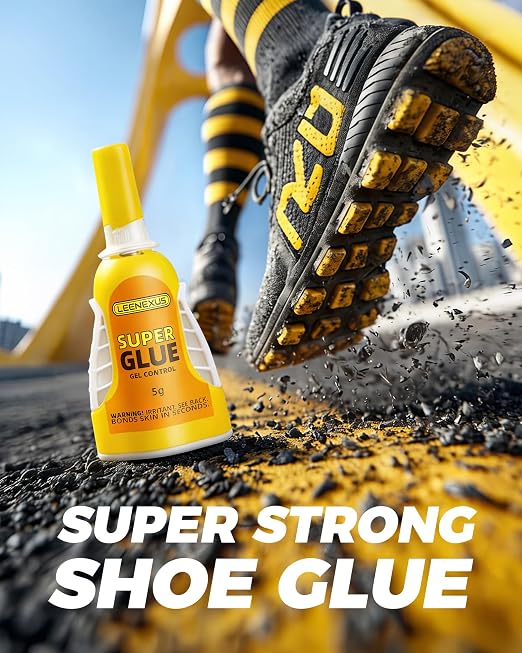 Super Glue and Cement for Shoes – 5g Gel CA | Heavy Duty Instant Bond, Waterproof Clear Sole Repair for Sneakers, Heels, Boots, Sandals, Tennis Shoes & More