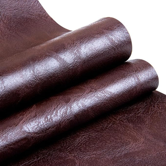 Faux Leather Fabric Sheet, 36 x 54 Inches, Texture Synthetic Material for DIY Crafts, Leather earings,Upholstery, Automotive, Sofa Projects Individual 1 Yard Cut (Dark Brown, One Yard)