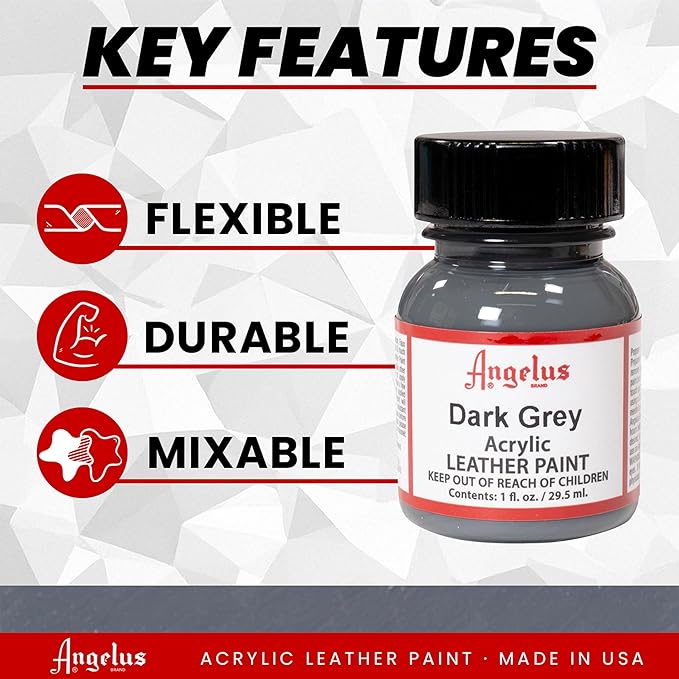 Angelus Acrylic Leather Paint, Dark Grey, 1 oz.